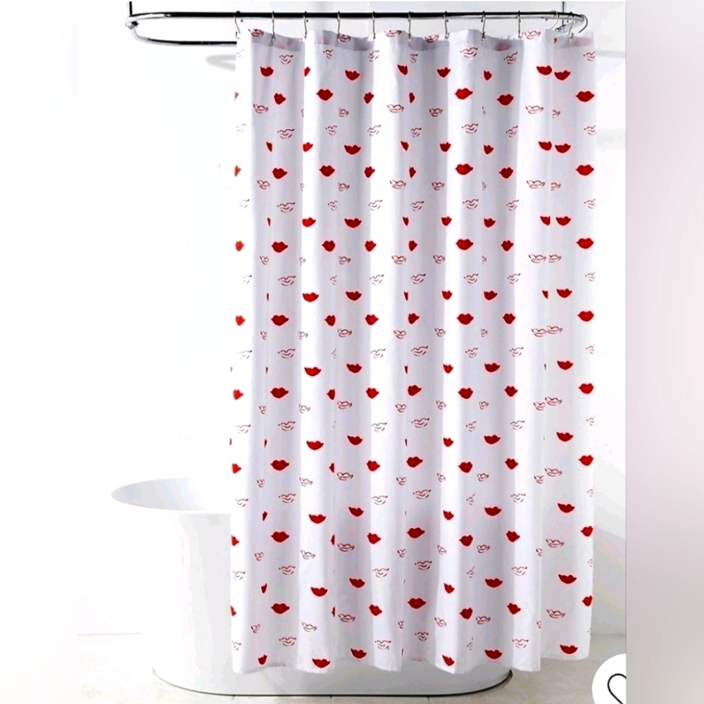 NWT Target Room Essentials 72"x72" Scattered Red Lips Shower Curtain Valentine's